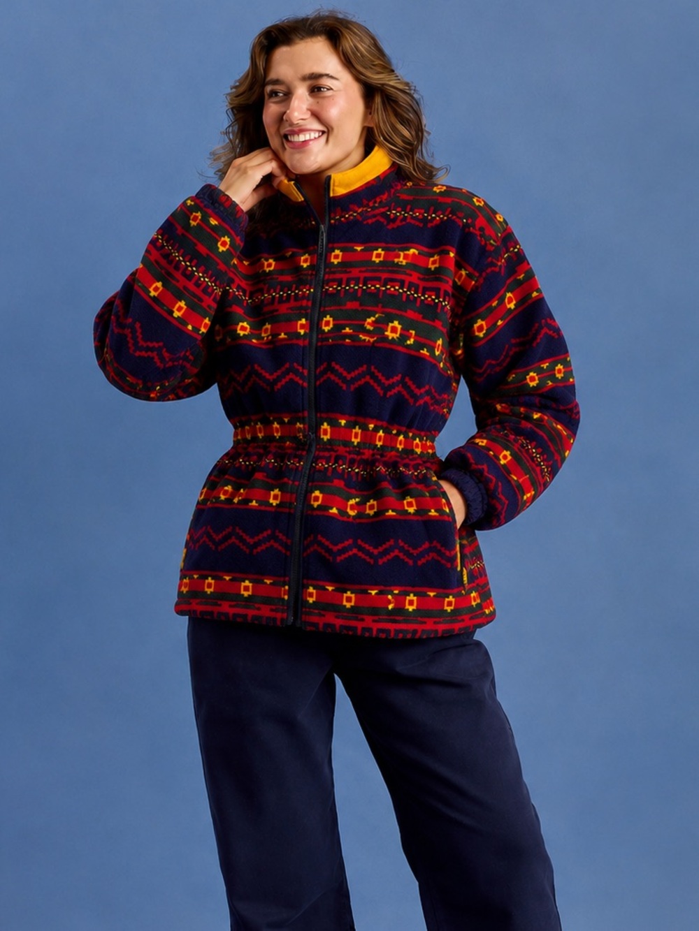 Vintage 90s Patterned Fleece Jacket